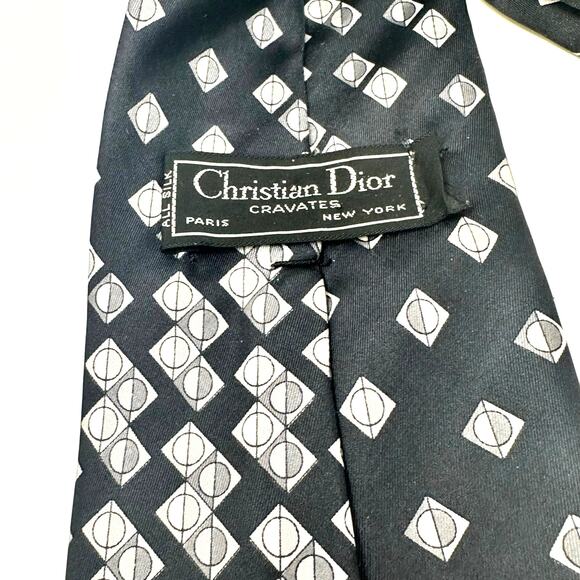 Christian Dior Cravates Silk Tie Black Gray - Picture 4 of 4